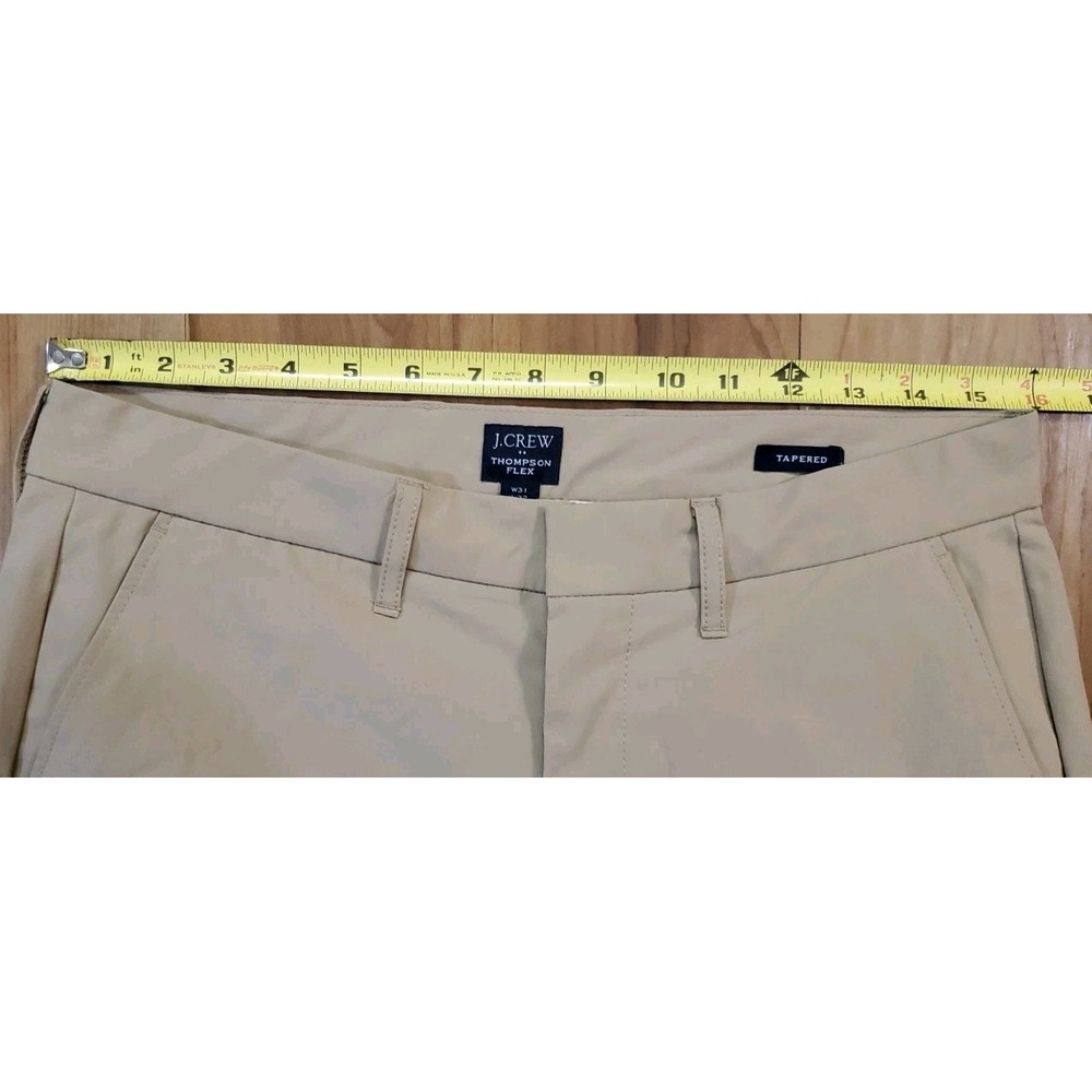 J Crew Thompson Flex Pants Mens 31x32 Beige Khaki Tapered Office Work - Picture 2 of 7
